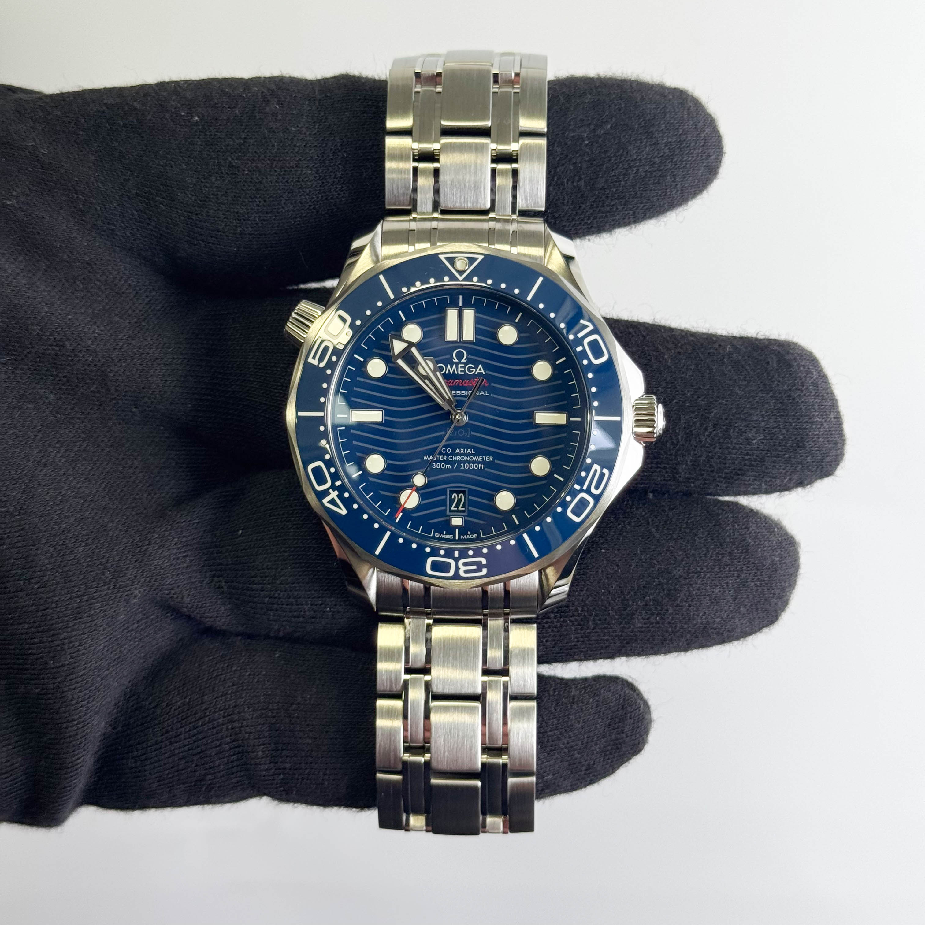 Omega Seamaster 42mm Blue Wave Dial Watch Ref# 210.30.42.20.03.001