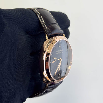 Panerai Radiomir 3 Days GMT Oro Rosso 45mm Brown Dial Watch Ref# PAM00421 - Happy Jewelers Fine Jewelry Lifetime Warranty