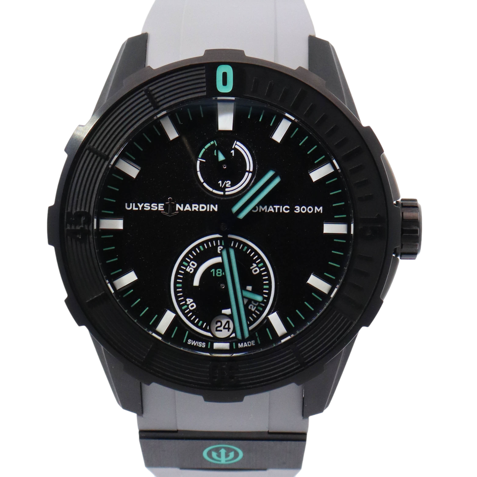 Ulysse Nardin Diver Chronograph DLC Titanium 44mm Black Chronograph Dial Watch Reference# 1183-170LE-2A-OMW - Happy Jewelers Fine Jewelry Lifetime Warranty