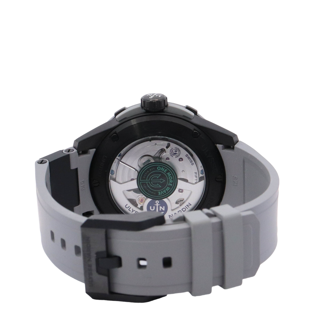 Ulysse Nardin Diver Chronograph DLC Titanium 44mm Black Chronograph Dial Watch Reference# 1183-170LE-2A-OMW - Happy Jewelers Fine Jewelry Lifetime Warranty