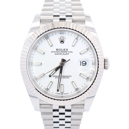 Rolex Datejust 41mm White Dial Watch Ref# 126334 - Happy Jewelers Fine Jewelry Lifetime Warranty