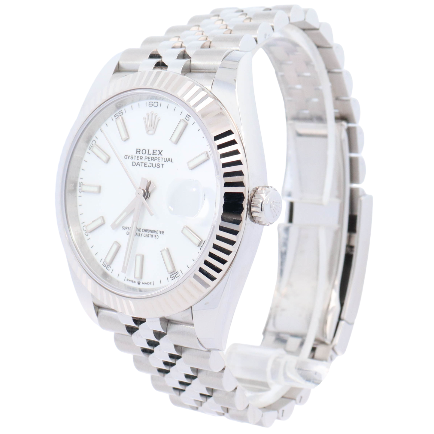 Rolex Datejust Stainless Steel 41mm White Stick Dial Watch Reference# 126334 - Happy Jewelers Fine Jewelry Lifetime Warranty