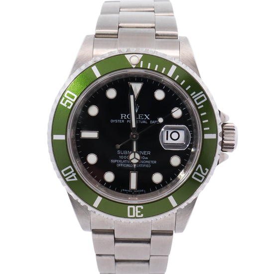 Rolex Submariner Date "Kermit" 40mm Stainless Steel Black Dot Dial Watch Reference# 16610V - Happy Jewelers Fine Jewelry Lifetime Warranty