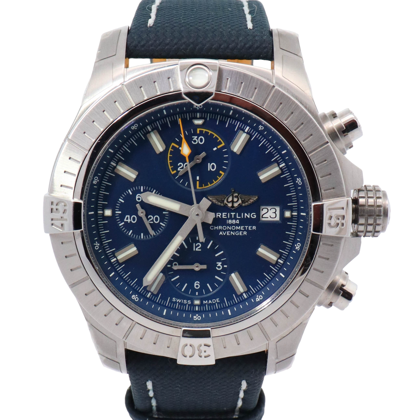 Breitling Avenger Chronograph Stainless Steel 45mm Blue Chronograph Dial Watch Reference# A13317101C1X2 - Happy Jewelers Fine Jewelry Lifetime Warranty