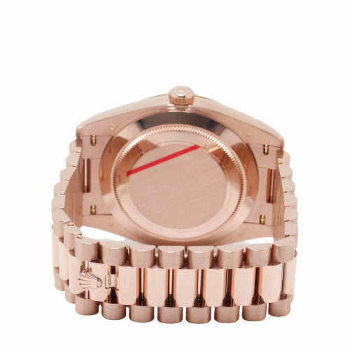 Rolex President Day-Date 40mm 18k Everose Gold Case Sundust Pink Baguette Diamond Dial Watch Reference# 228235 - Happy Jewelers Fine Jewelry Lifetime Warranty