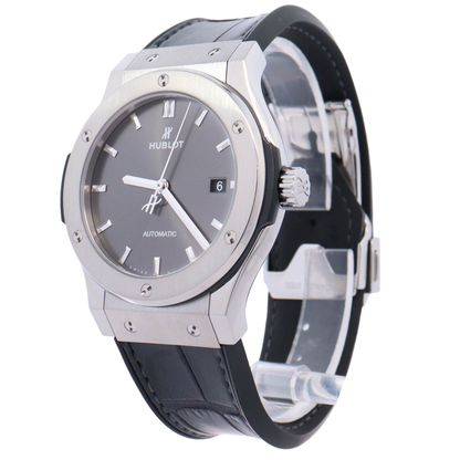 Hublot Classic Fusion 42mm Stainless Steel Gray Stick Dial Watch Reference# 542.NX.7071LR - Happy Jewelers Fine Jewelry Lifetime Warranty