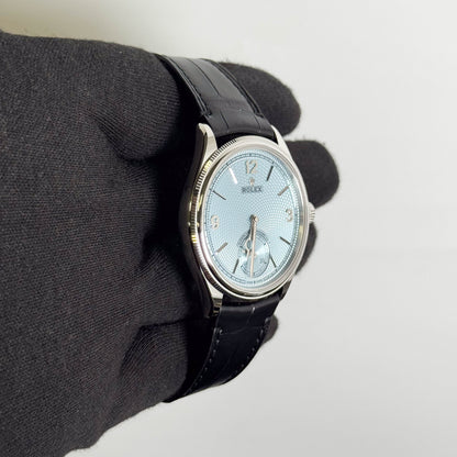 Rolex 1908 Platinum 39mm Ice Blue Dial Watch Ref# 52506