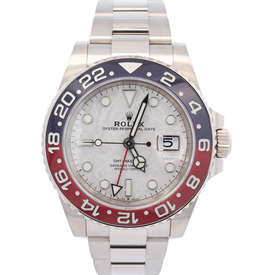Rolex GMT Master II "Pepsi" White Gold 40mm Meteorite Dot Dial Watch Reference# 126719BLRO - Happy Jewelers Fine Jewelry Lifetime Warranty