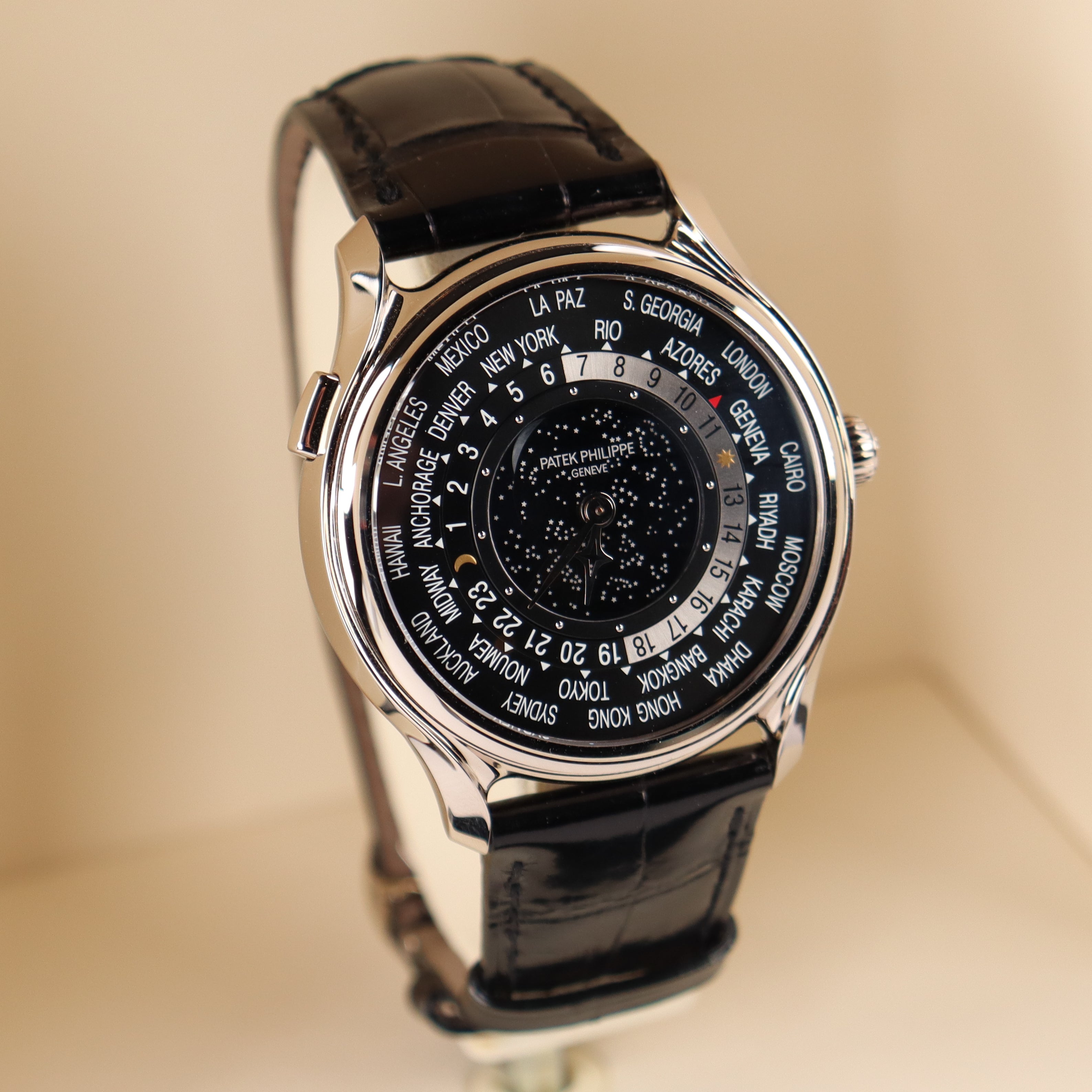 Patek Philippe World Time 40mm Black Dial Watch Ref# 5575G-001 - Happy Jewelers Fine Jewelry Lifetime Warranty