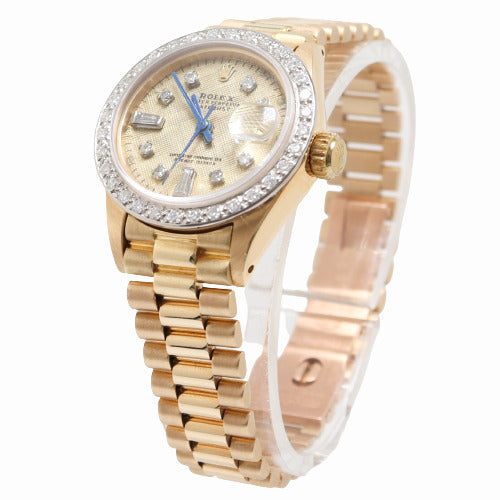 Rolex Ladies Datejust 26mm all 18k Yellow Gold Case, Custom Champagne Diamond Dial Watch Reference# 6917 - Happy Jewelers Fine Jewelry Lifetime Warranty