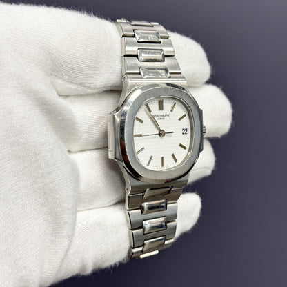 Patek Philippe Nautilus 37.5mm White Stick Dial Watch Ref# 3800 - Happy Jewelers Fine Jewelry Lifetime Warranty