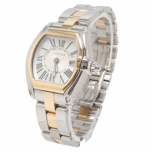 Cartier Ladies Roadster Stainless Steel and Yellow Gold 31mm Silver Roman Dial Watch Reference# 2675 - Happy Jewelers Fine Jewelry Lifetime Warranty