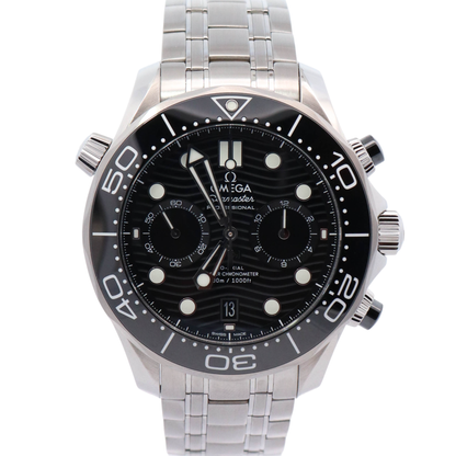 Omega Seamaster 44mm Stainless Steel 44m Black Wave Dot Dial Watch Reference# 210.30.44.51.01.001 - Happy Jewelers Fine Jewelry Lifetime Warranty