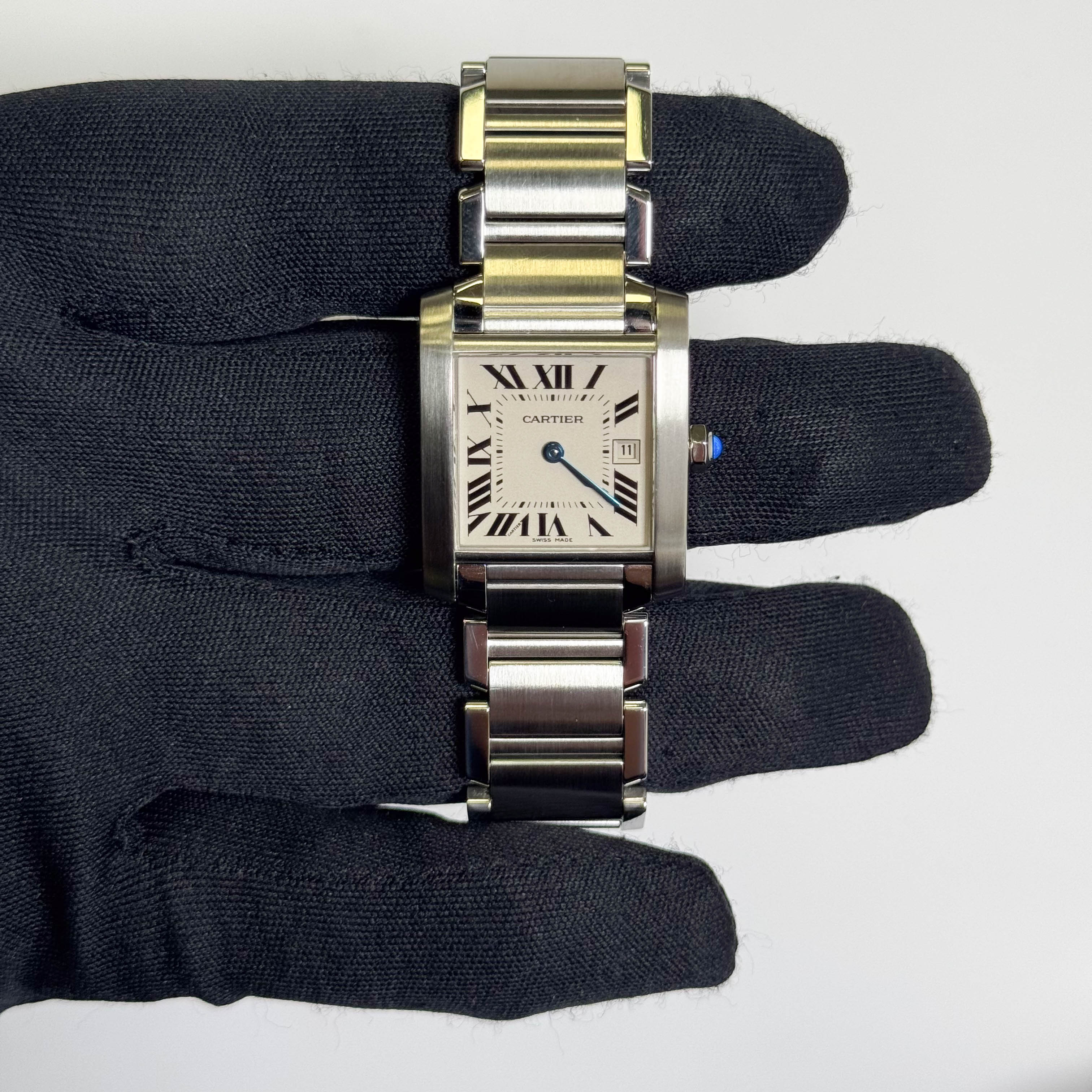Cartier Tank Stainless Steel 25mm White/Ivory Dial Watch Ref# W51011Q3 - Happy Jewelers Fine Jewelry Lifetime Warranty