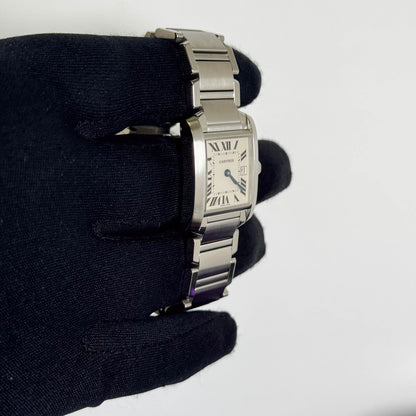 Cartier Tank Stainless Steel 25mm White/Ivory Dial Watch Ref# W51011Q3 - Happy Jewelers Fine Jewelry Lifetime Warranty