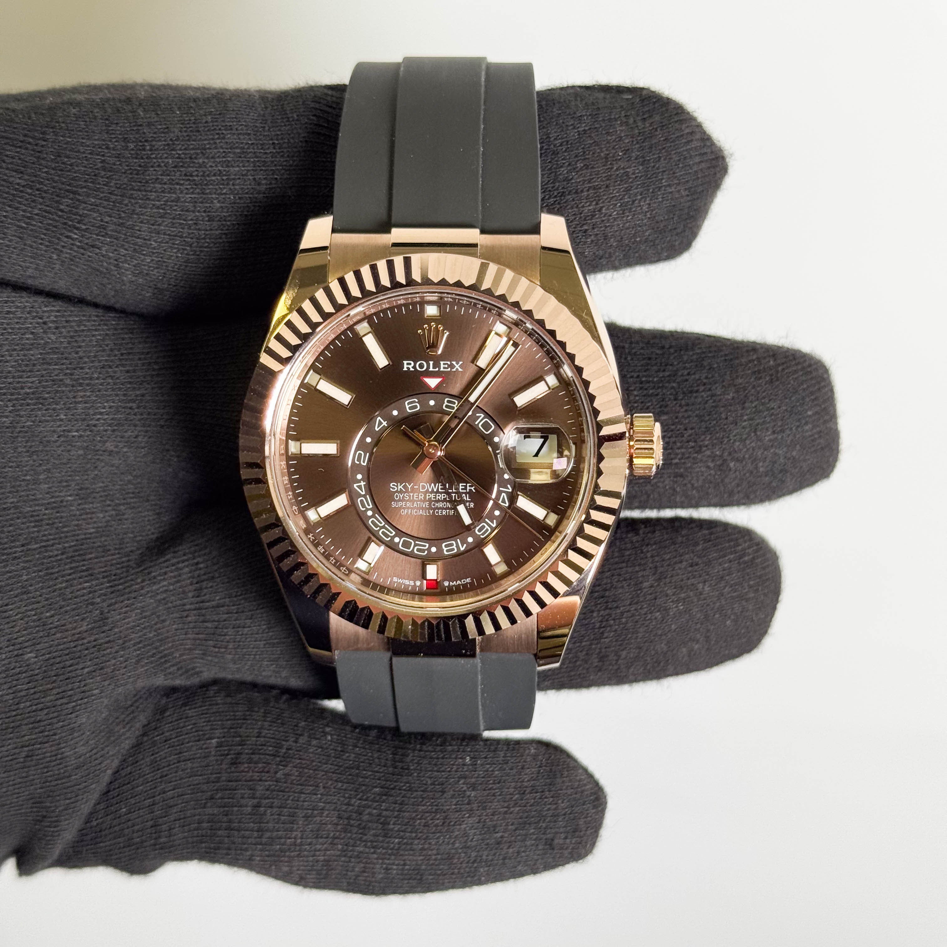 Rolex Sky-Dweller 42mm Chocolate Dial Watch Ref# 336235 – Happy