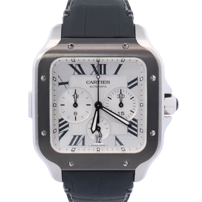 Cartier Santos XL 43.3mm Stainless Steel White Roman Watch Reference# WSSA0017 - Happy Jewelers Fine Jewelry Lifetime Warranty