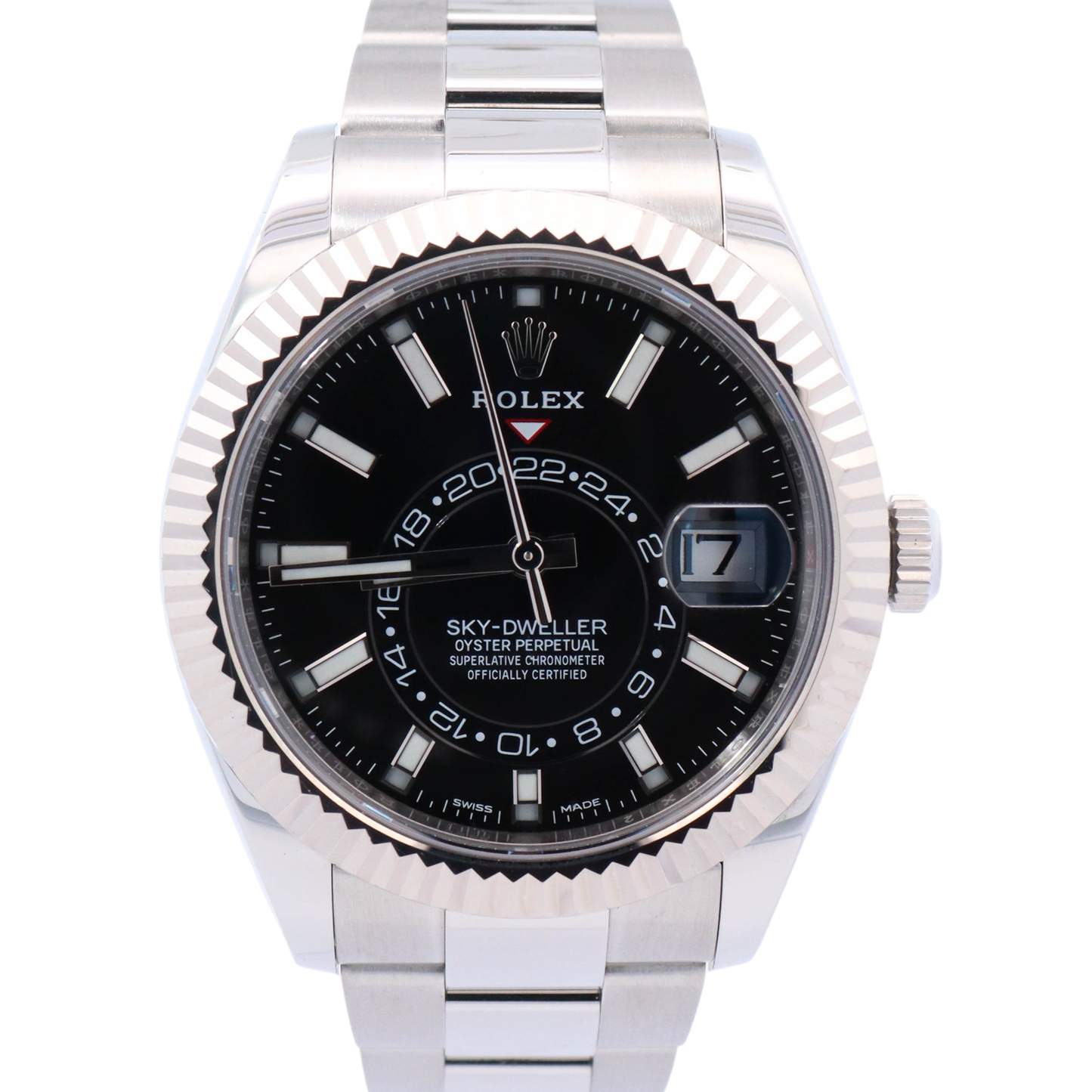 Rolex Sky Dweller Stainless Steel 42mm Black Stick Dial Watch Reference #: 326934 - Happy Jewelers Fine Jewelry Lifetime Warranty