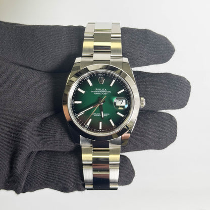 Rolex Datejust 41mm Green Ombre Dial Watch Ref# 126300