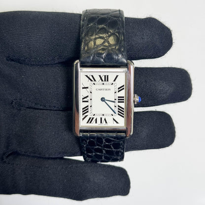 Cartier Tank Solo Stainless Steel 35mm Silver Dial Watch Ref# W1018355 - Happy Jewelers Fine Jewelry Lifetime Warranty