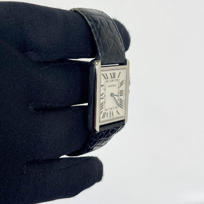 Cartier Tank Solo Stainless Steel 35mm Silver Dial Watch Ref# W1018355 - Happy Jewelers Fine Jewelry Lifetime Warranty