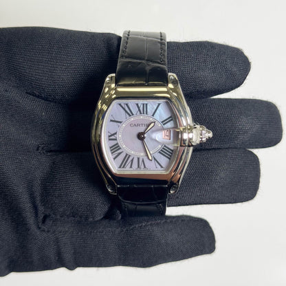 Cartier Roadster 32mm Stainless Steel Purple MOP Roman Dial Watch Ref# W6206007 - Happy Jewelers Fine Jewelry Lifetime Warranty