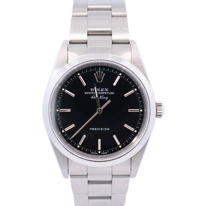Rolex Air King 34mm Stainless Steel Black Stick Dial Watch Reference# 14000 - Happy Jewelers Fine Jewelry Lifetime Warranty