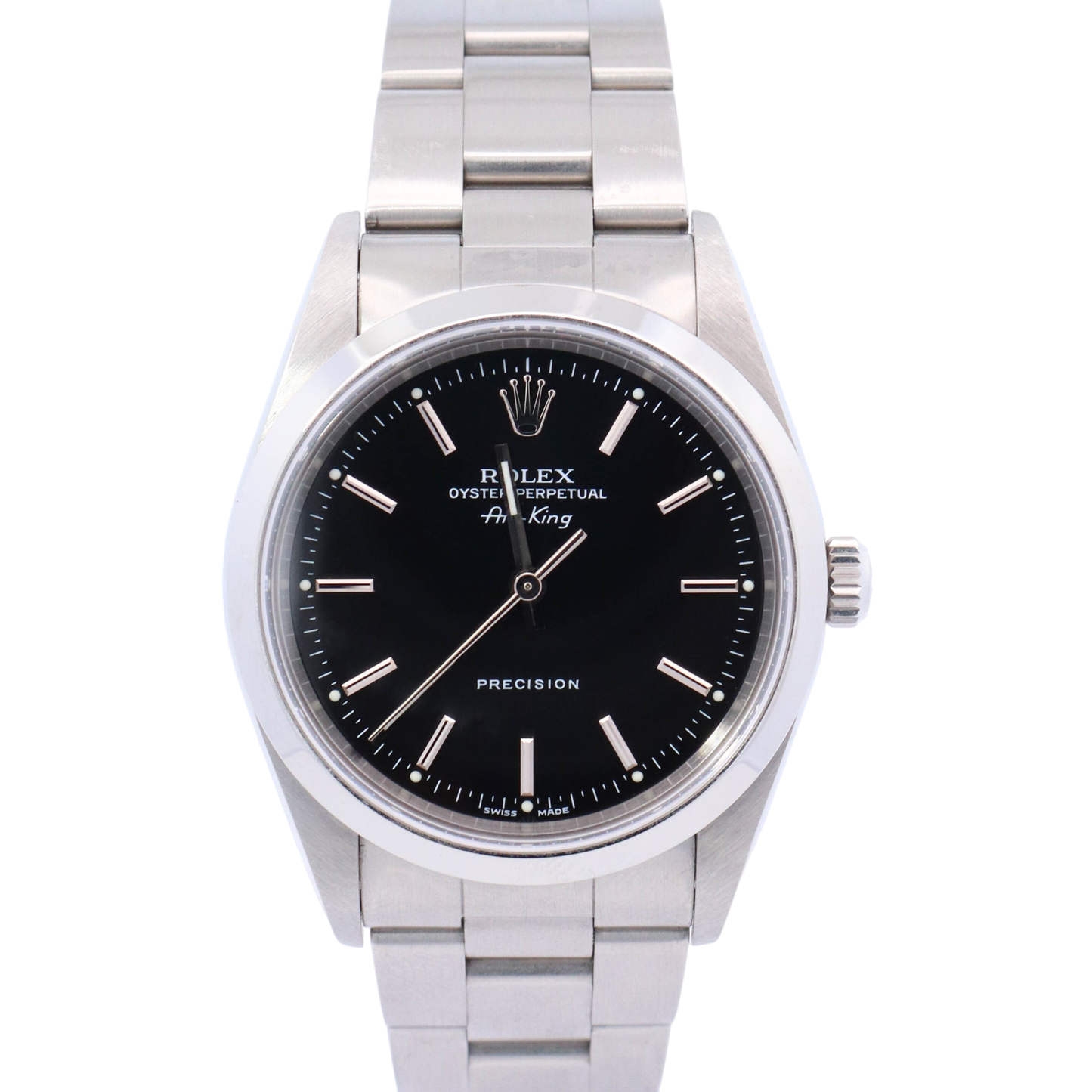 Rolex Air King 34mm Stainless Steel Black Stick Dial Watch Reference# 14000