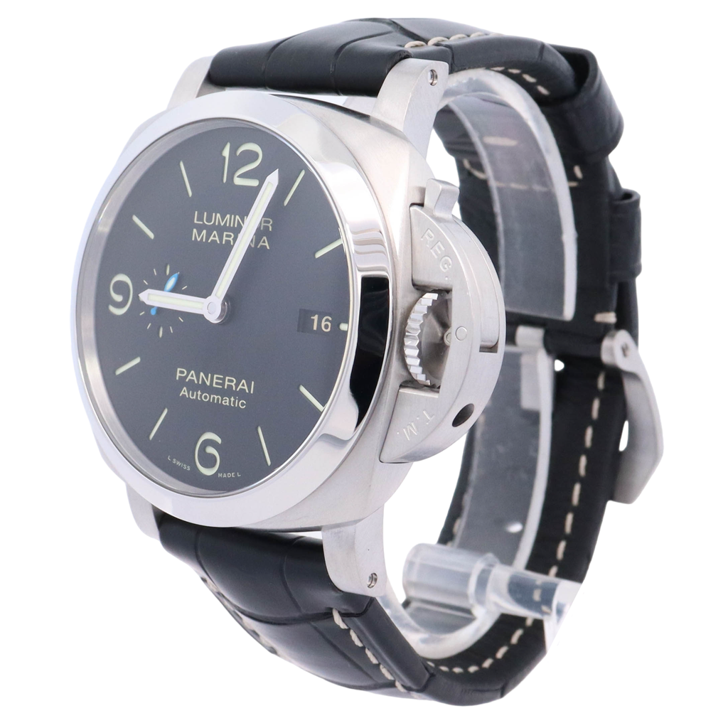 Panerai Luminor Marina 44mm Stainless Steel Black Stick & Arabic Dial Watch Reference# PAM01312 - Happy Jewelers Fine Jewelry Lifetime Warranty