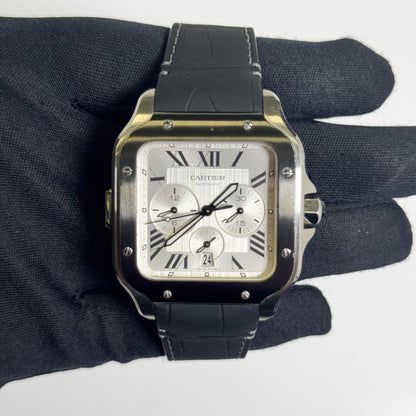 Cartier Santos Stainless Steel 43.3mm White Dial Watch Ref# WSSA0017 - Happy Jewelers Fine Jewelry Lifetime Warranty