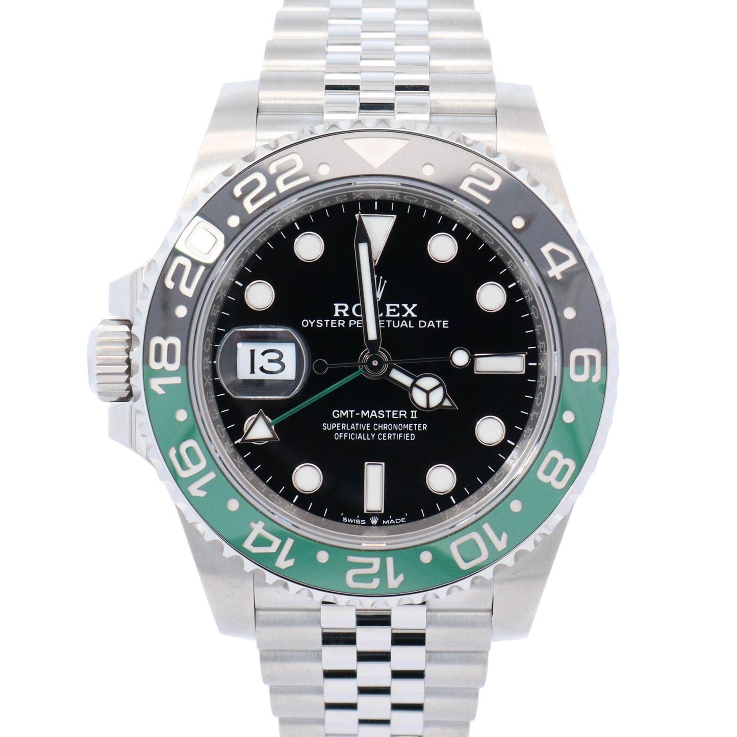 Rolex GMT Master II "Sprite" 40mm Stainless Steel Black Dot Dial Watch Reference# 126720VTNR - Happy Jewelers Fine Jewelry Lifetime Warranty