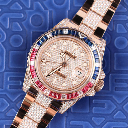 Rolex GMT-Master II 40mm Pave Dial Watch Ref# 126755SARU - Happy Jewelers Fine Jewelry Lifetime Warranty