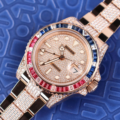 Rolex GMT-Master II 40mm Pave Dial Watch Ref# 126755SARU - Happy Jewelers Fine Jewelry Lifetime Warranty