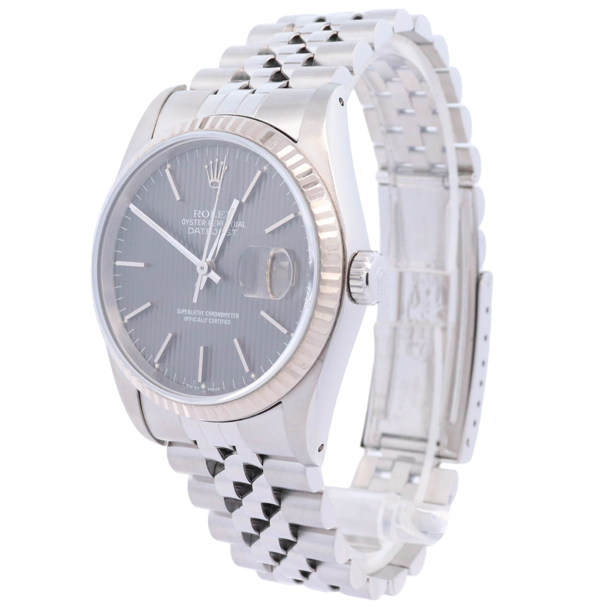 Rolex Datejust 36mm Stainless Steel Dark Gray Tapestry Dial Watch Reference# 16234 - Happy Jewelers Fine Jewelry Lifetime Warranty