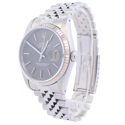 Rolex Datejust 36mm Stainless Steel Dark Gray Tapestry Dial Watch Reference# 16234 - Happy Jewelers Fine Jewelry Lifetime Warranty