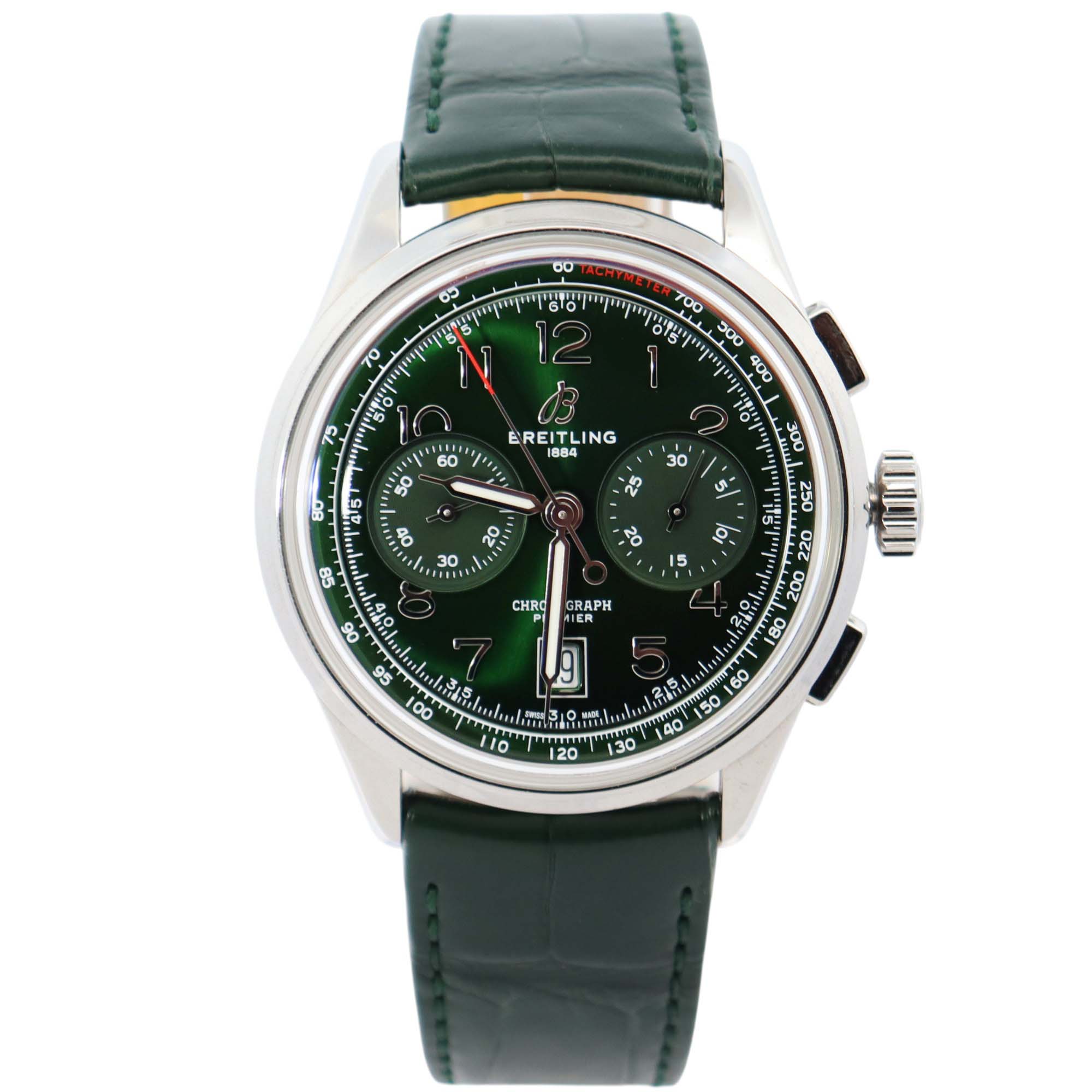 Breitling Premier 42mm Green Dial Watch Ref# AB0145 - Happy Jewelers Fine Jewelry Lifetime Warranty