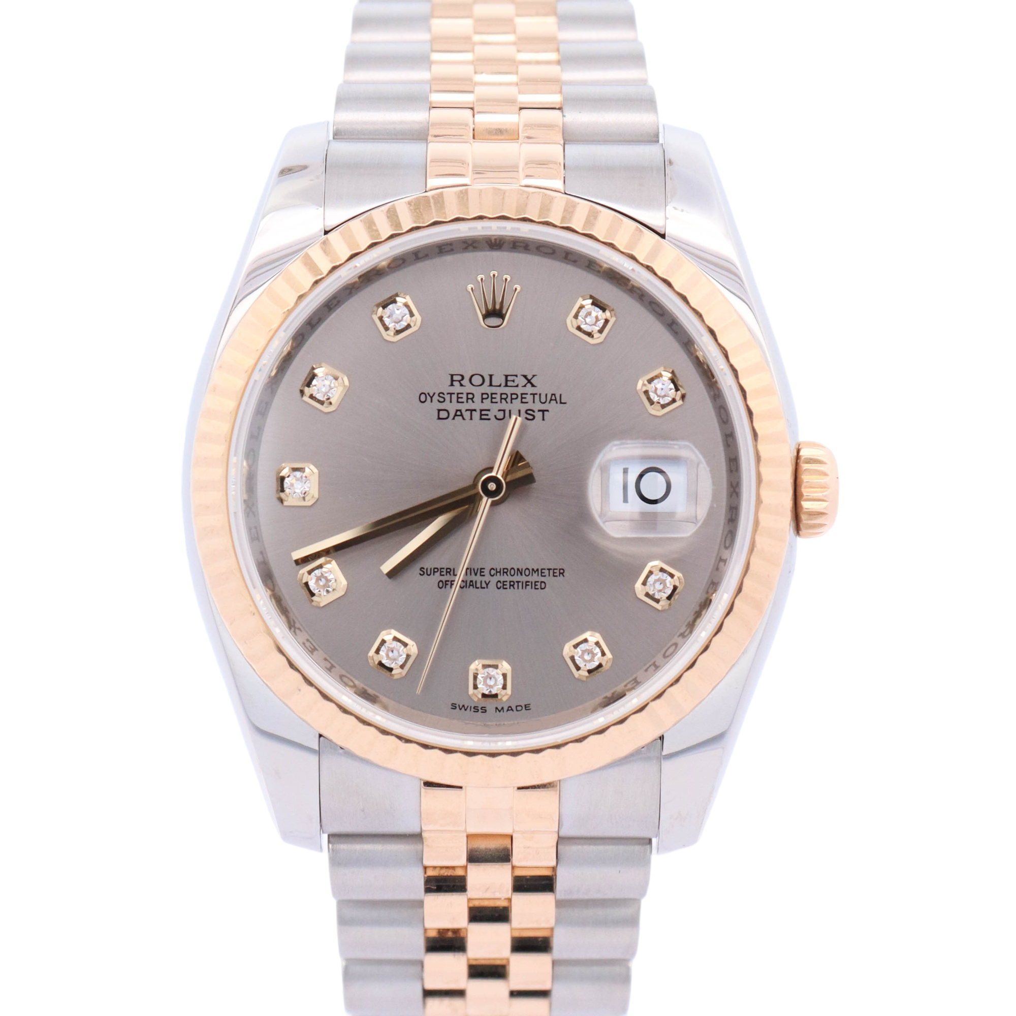 Rolex Datejust 36mm Yellow Gold & Steel 36mm Gray Diamond Dial Watch Reference# 116233 - Happy Jewelers Fine Jewelry Lifetime Warranty