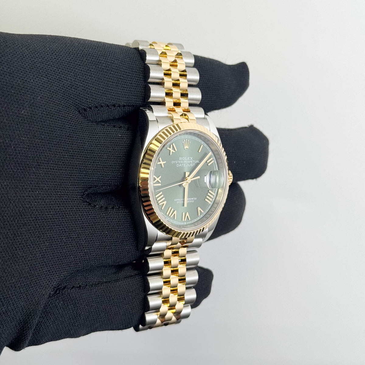 Rolex Datejust 36mm Green Roman Dial Watch Ref# 126233