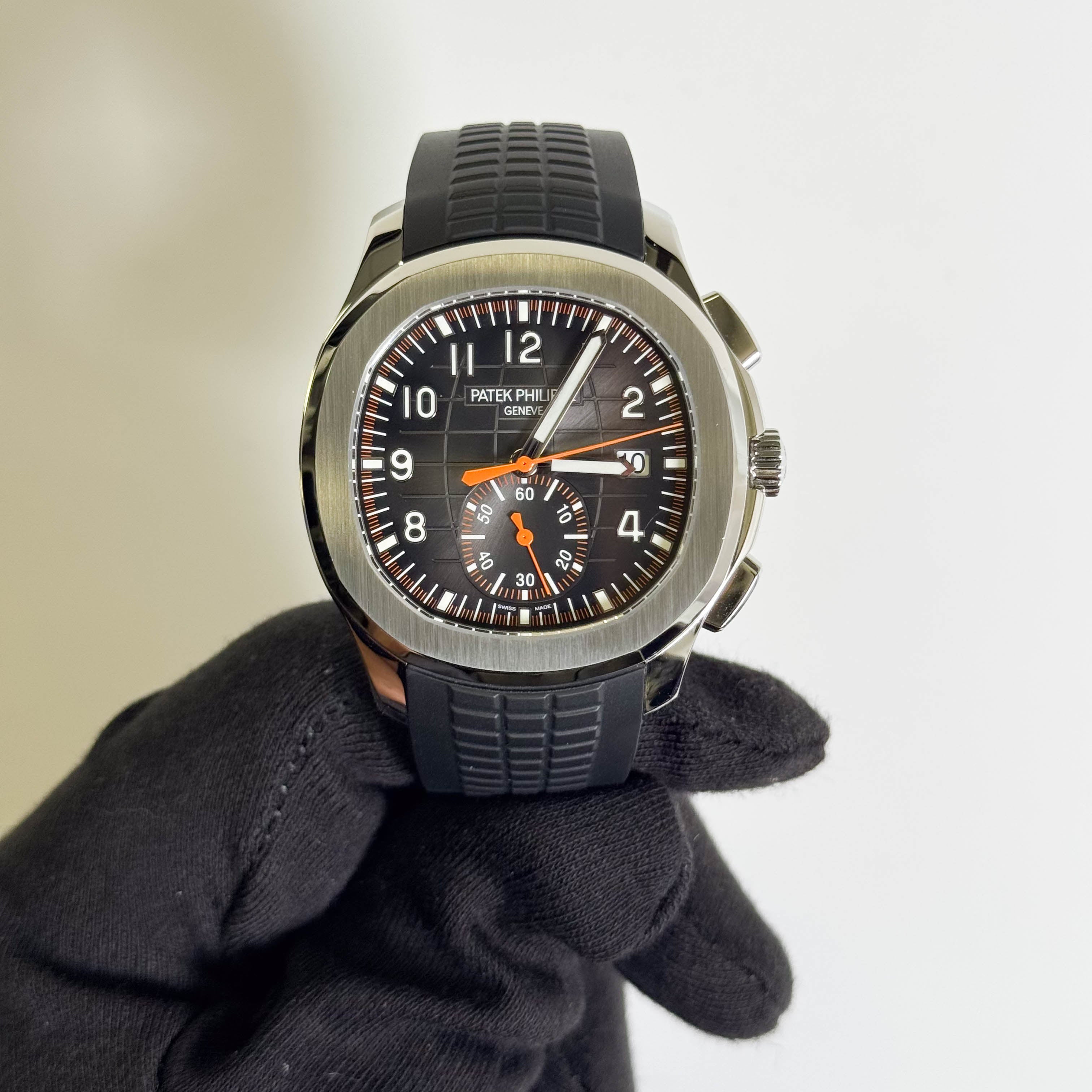 Patek Philippe Aquanaut 42.2mm Sunburst Charcoal Gray Dial Watch Ref# 5968A-001