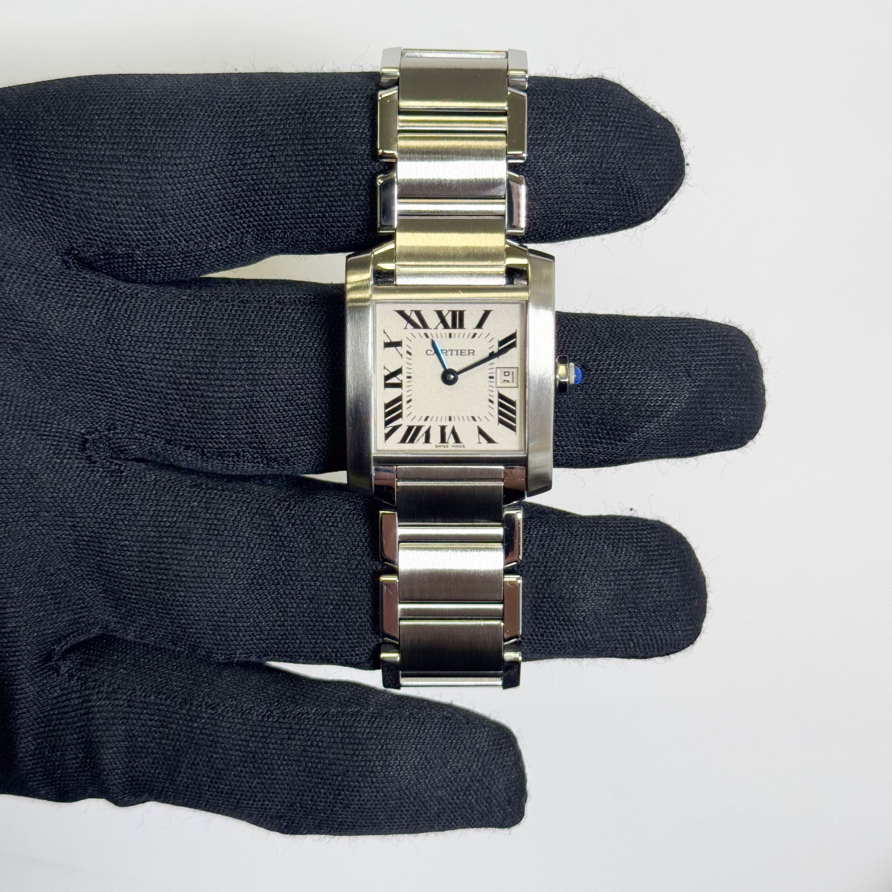 Cartier Tank Stainless Steel 25mm White/Ivory Dial Watch Ref# W51011Q3 - Happy Jewelers Fine Jewelry Lifetime Warranty