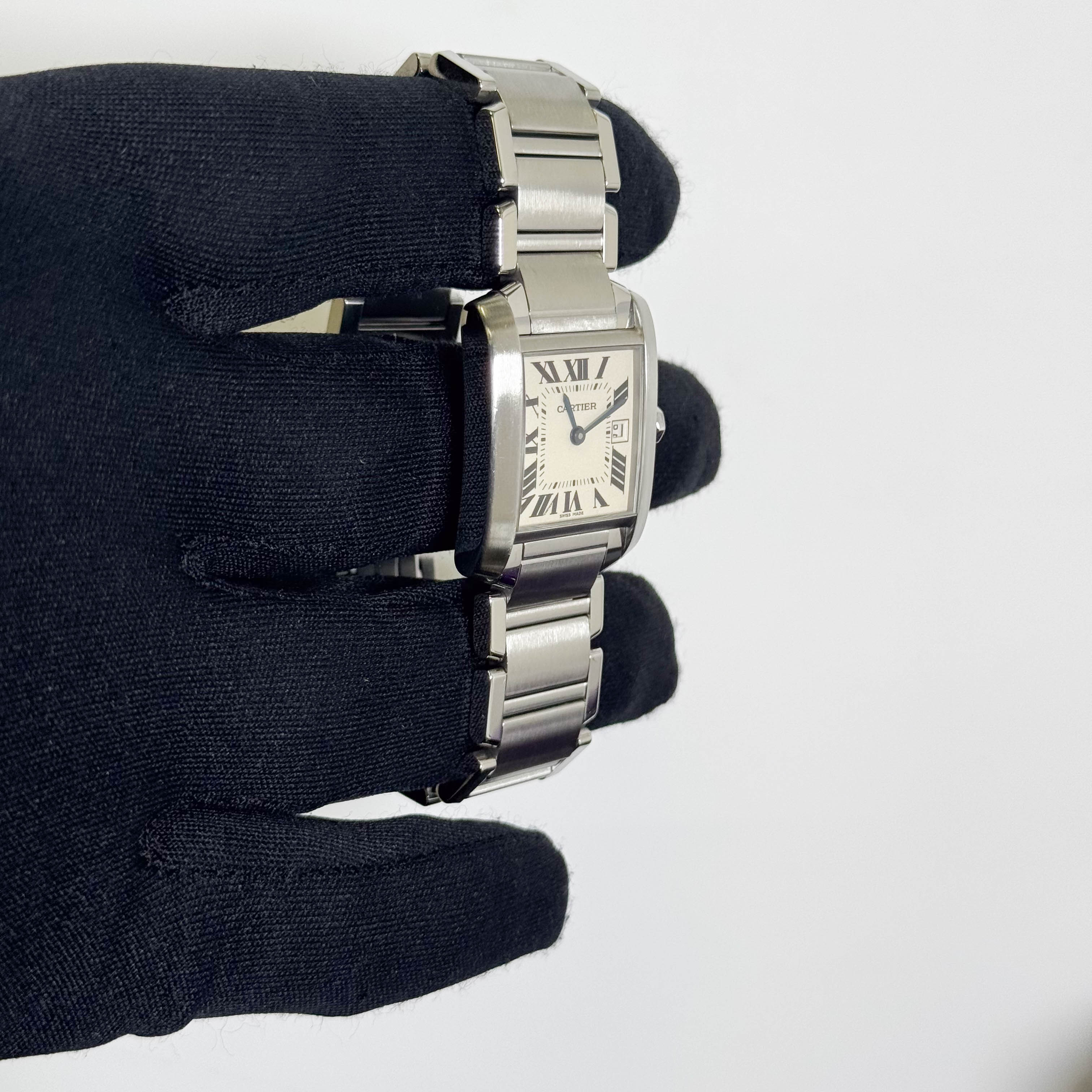 Cartier Tank Stainless Steel 25mm White/Ivory Dial Watch Ref# W51011Q3 - Happy Jewelers Fine Jewelry Lifetime Warranty