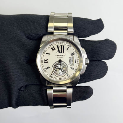 Cartier Calibre De 42mm Silver Dial Watch Ref# W7100015