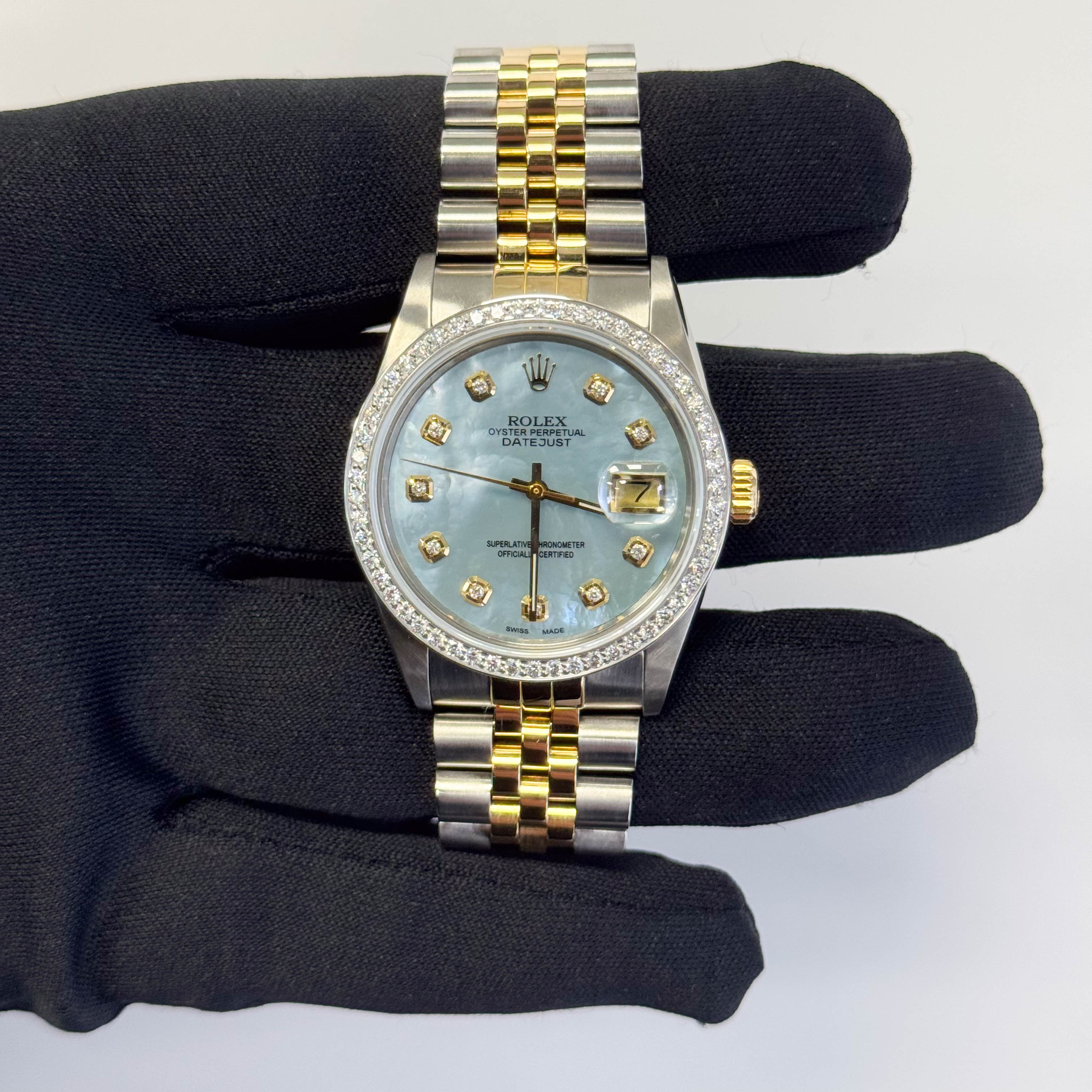 Rolex Datejust 36mm Blue MOP Dial Watch Ref# 16233 - Happy Jewelers Fine Jewelry Lifetime Warranty