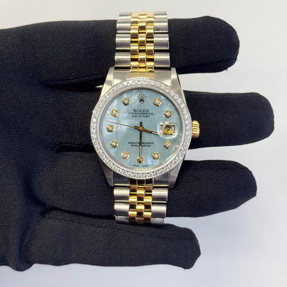 Rolex Datejust 36mm Blue MOP Dial Watch Ref# 16233 - Happy Jewelers Fine Jewelry Lifetime Warranty