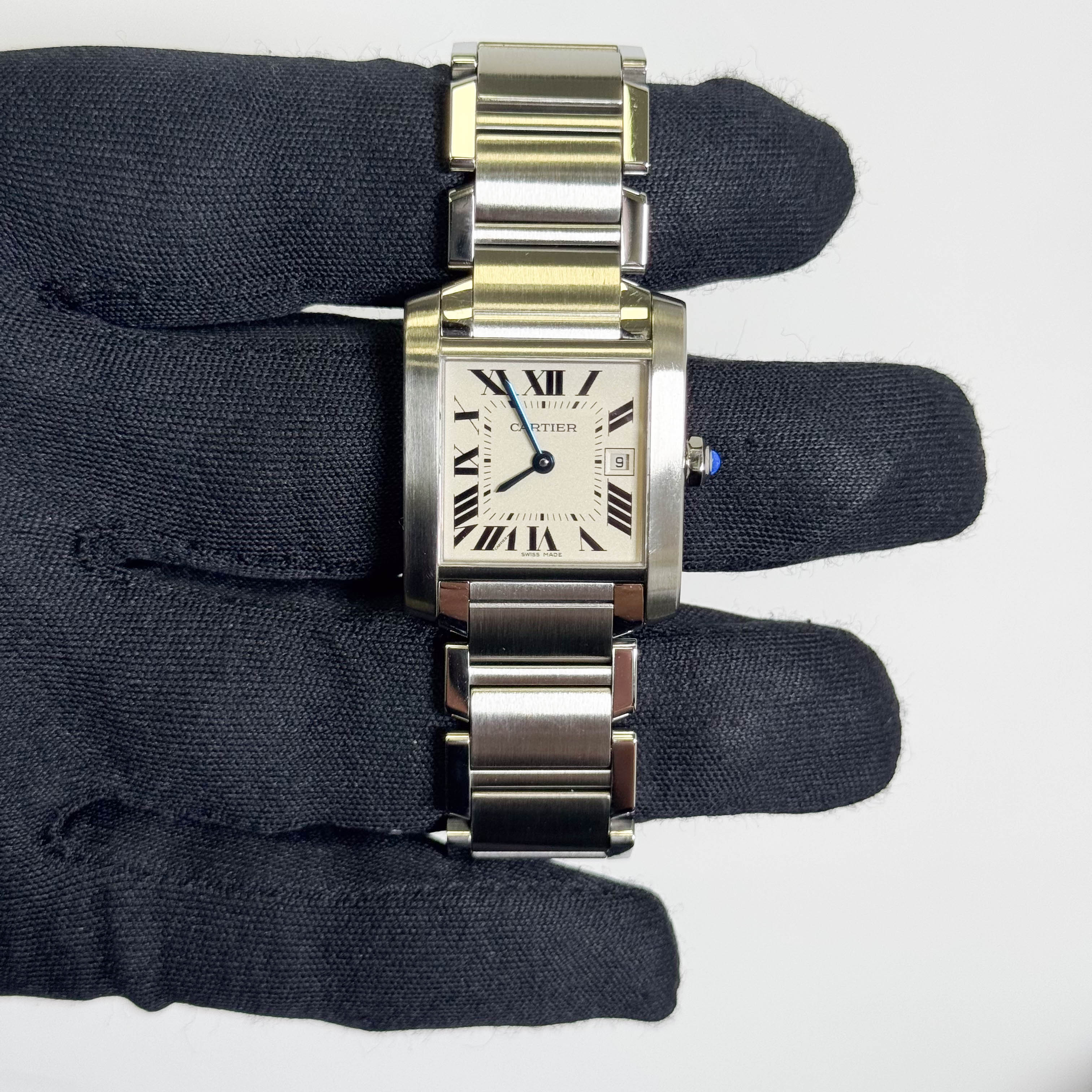 Cartier Tank Stainless Steel 25mm White/Ivory Dial Watch Ref# W51011Q3 - Happy Jewelers Fine Jewelry Lifetime Warranty
