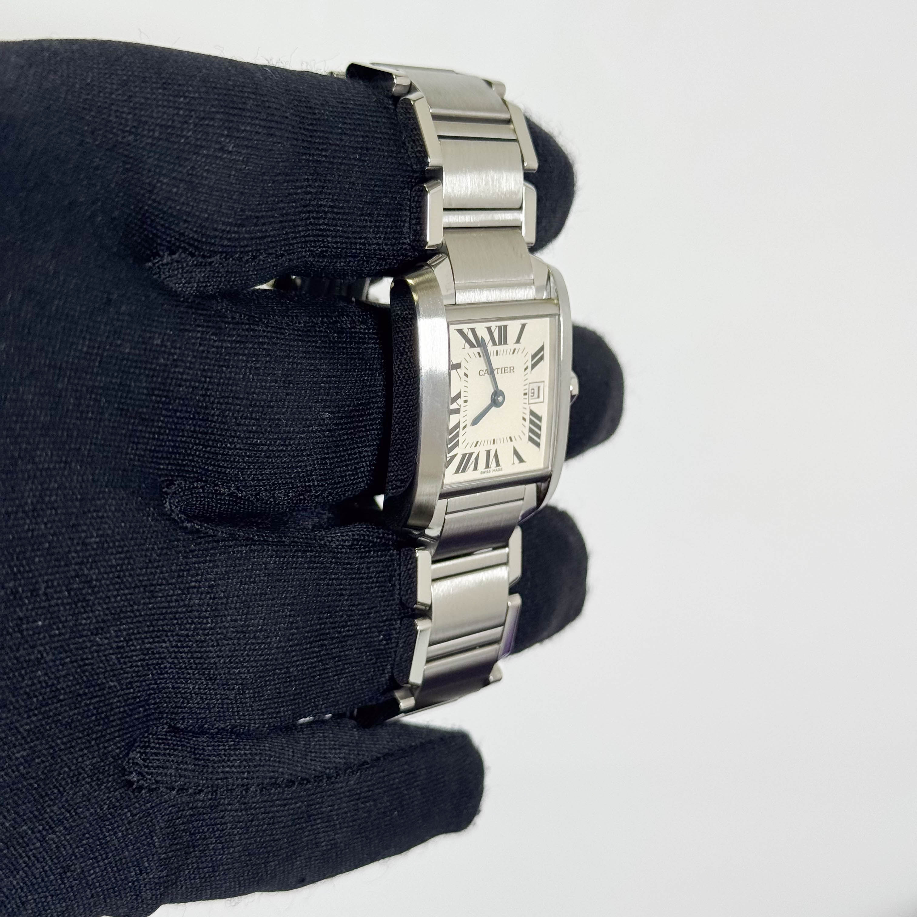 Cartier Tank Stainless Steel 25mm White/Ivory Dial Watch Ref# W51011Q3 - Happy Jewelers Fine Jewelry Lifetime Warranty