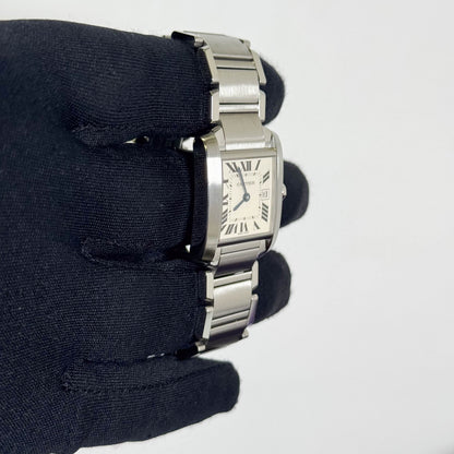 Cartier Tank Stainless Steel 25mm White/Ivory Dial Watch Ref# W51011Q3 - Happy Jewelers Fine Jewelry Lifetime Warranty