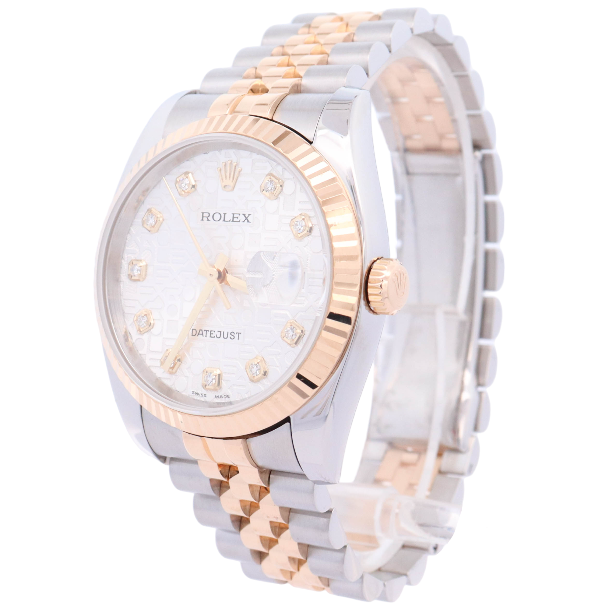 Rolex Datejust 36mm Yellow Gold & Steel White Jubilee Diamond Dial Watch Reference# 116233 - Happy Jewelers Fine Jewelry Lifetime Warranty