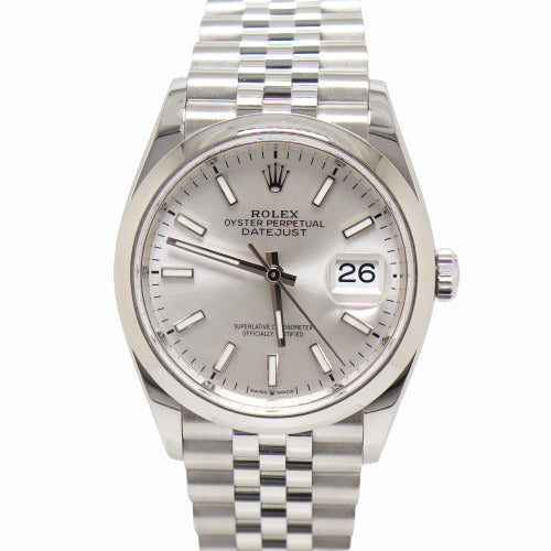 Rolex Datejust Stainless Steel 36mm Silver Stick Dial Watch Reference #: 126200 - Happy Jewelers Fine Jewelry Lifetime Warranty