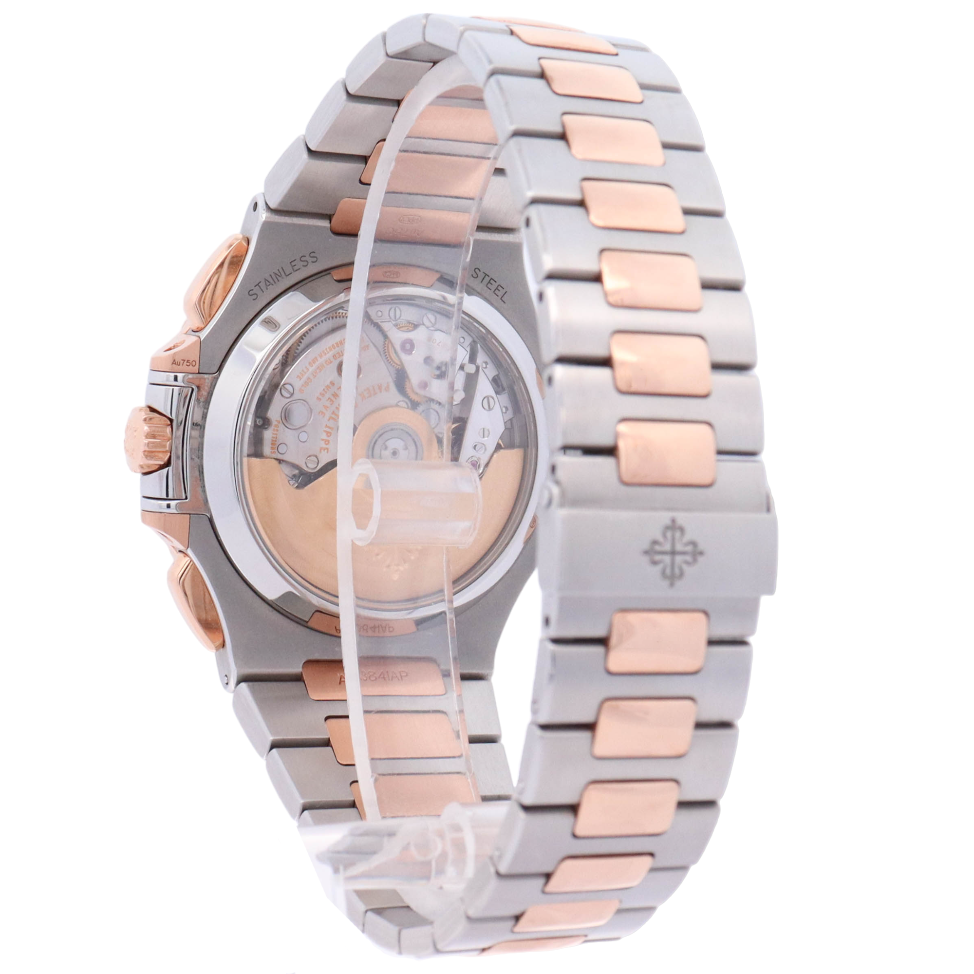 Patek Philippe Nautilus 40mm Rose Gold & Stainless Steel Blue Gradient Stick Dial Watch Reference# 5980/1AR - Happy Jewelers Fine Jewelry Lifetime Warranty